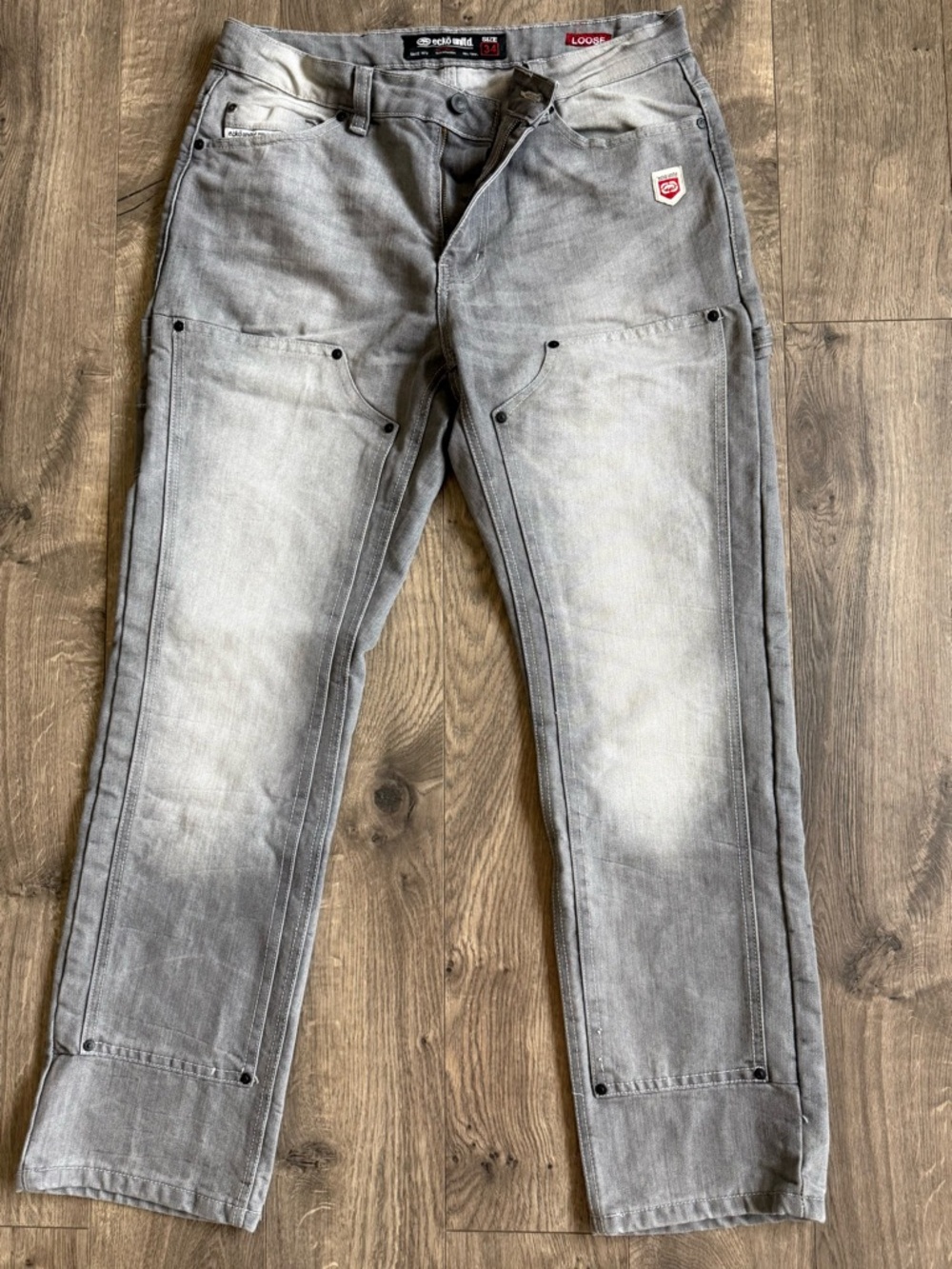 Loose Fit Gray Men’s Jeans - Workwear Style